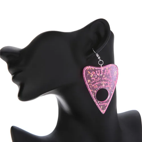 1 пара, женские серьги-капли, многоцветная смола, Ouija planchette, амулеты, полимерная серьга для подарка на день рождения, детские женские ювелирные изделия - Окраска металла: rosepink