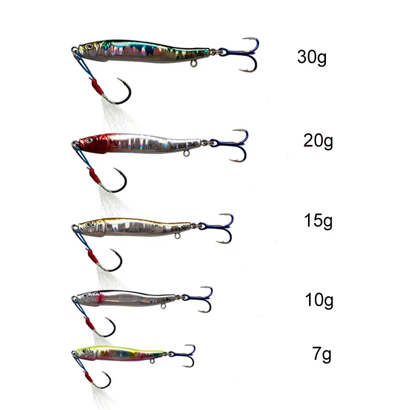 Water Sniper Metal Jig Lure 7g 10g 15g 20g 30g Fishing Jigging Baits With Feature Single &Treble Hook Bass Fishing Accessories