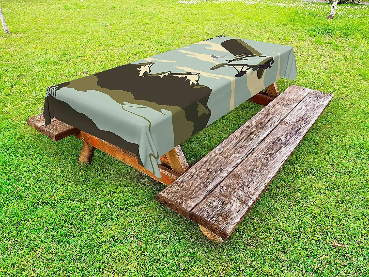 Винтажный самолет скатерть винтажный лайнер Летающий по горам с деревом и