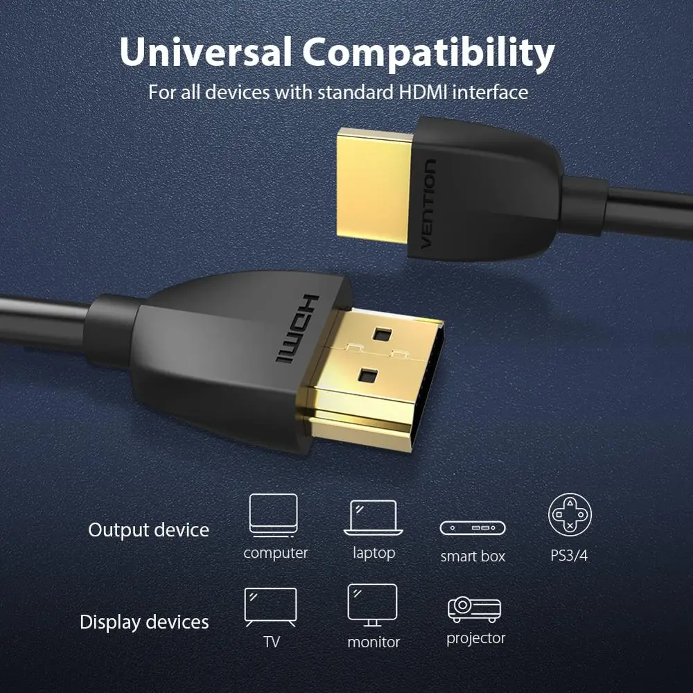 Кабель Vention HDMI в 2 0 HDR 4 k @ 60Hz для разветвителя удлинитель 1080P 3D кабель PS4 HDTV
