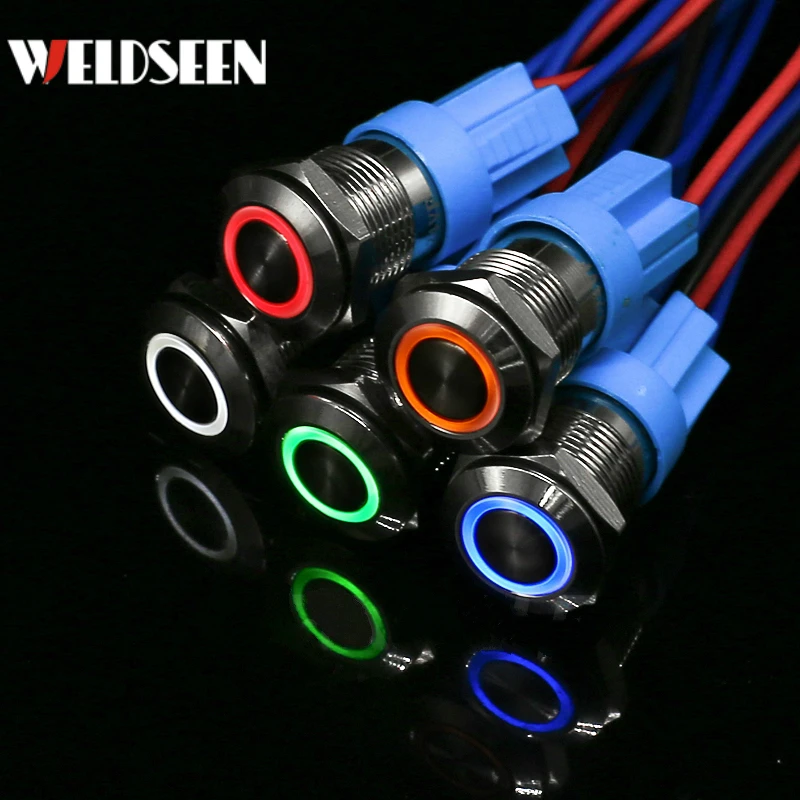 Металлическая кнопка запуска и остановки переключатель с фиксацией блокировки 12