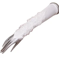 women bridal long gloves fingerlesssolid color elbow length mittens hook finger gloves