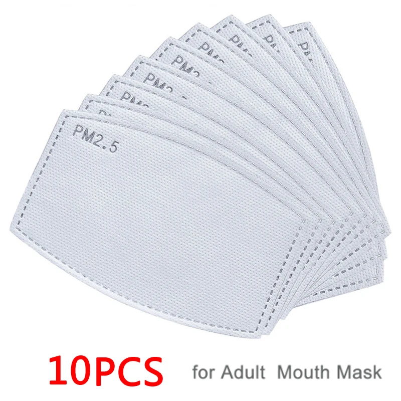 

10pcs PM2.5 Filter paper Anti Haze bacteria proof mouth Mask Replacement Anti Dust Anti pollution Face Mouth Mask Filter Paper