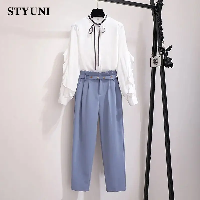 Женский брючный костюм с цветочными бутонами новый стиль весна 2022 корейская мода