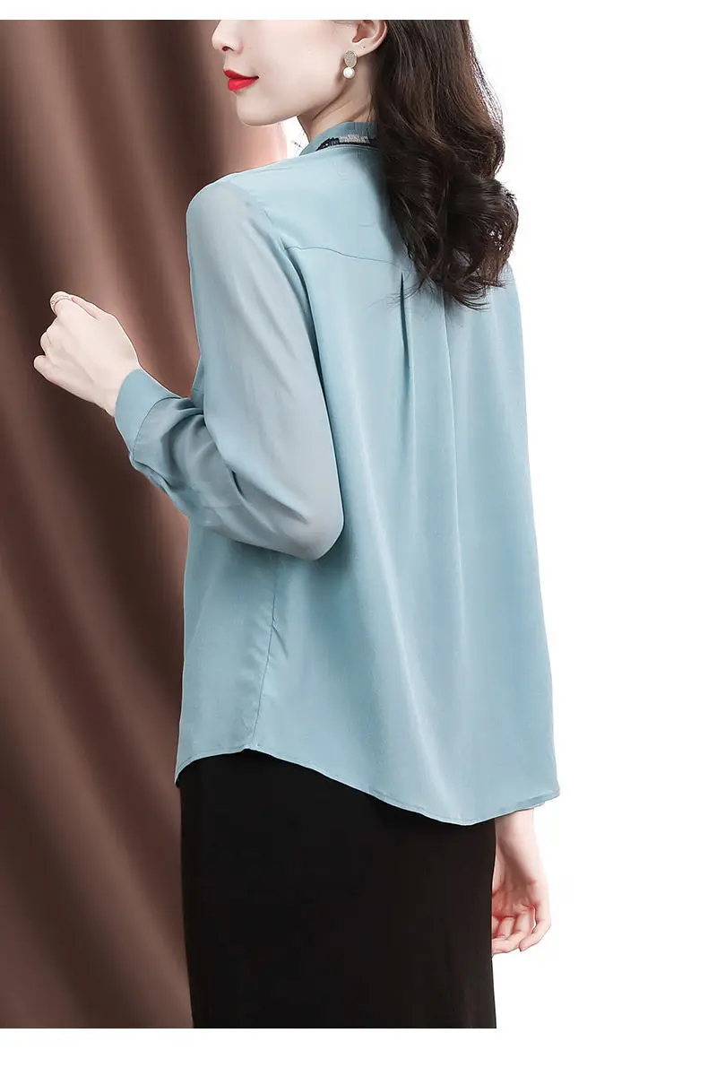 

2021 Spring Autumn Women Shirts Long Sleeve Elegant Solid Bow Blouse Korean Style New Fashion Office Lady Tops for Female D71