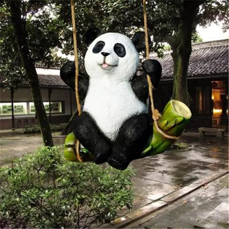 

BAO GUANG TA Gardening Panda Statue Creative Outdoor Balcony Simulation Animal Resin Sculpture Swing Panda Garden statue A2200