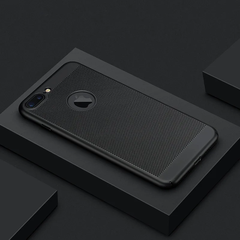 

Ultra Slim Grid Heat Dissipation Breathable Phone Case For iPhone 7 8 6 6S Plus 5 5S SE X XS MAX XR Matte Shockproof Hard Cover