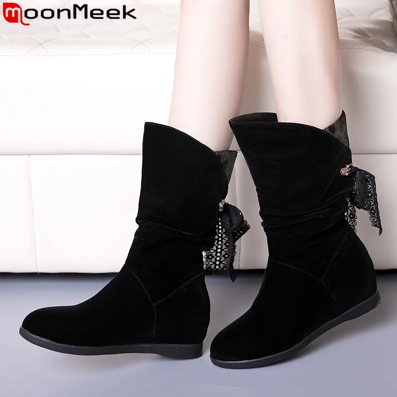 Женские ботильоны без застежек с круглым носком большие размеры|Зимние сапоги| |