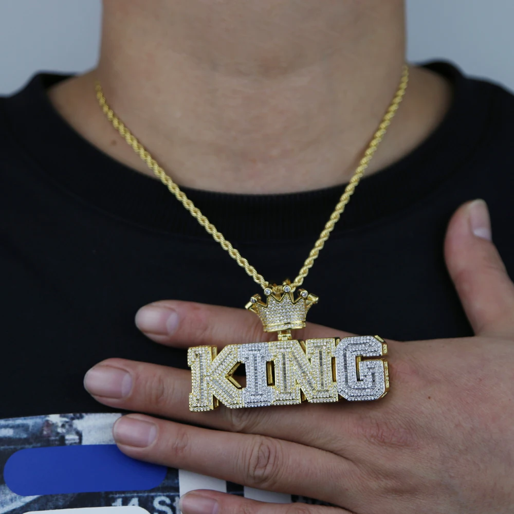 Ожерелье с кулоном в виде короли из циркония сверкающее двухцветное украшение