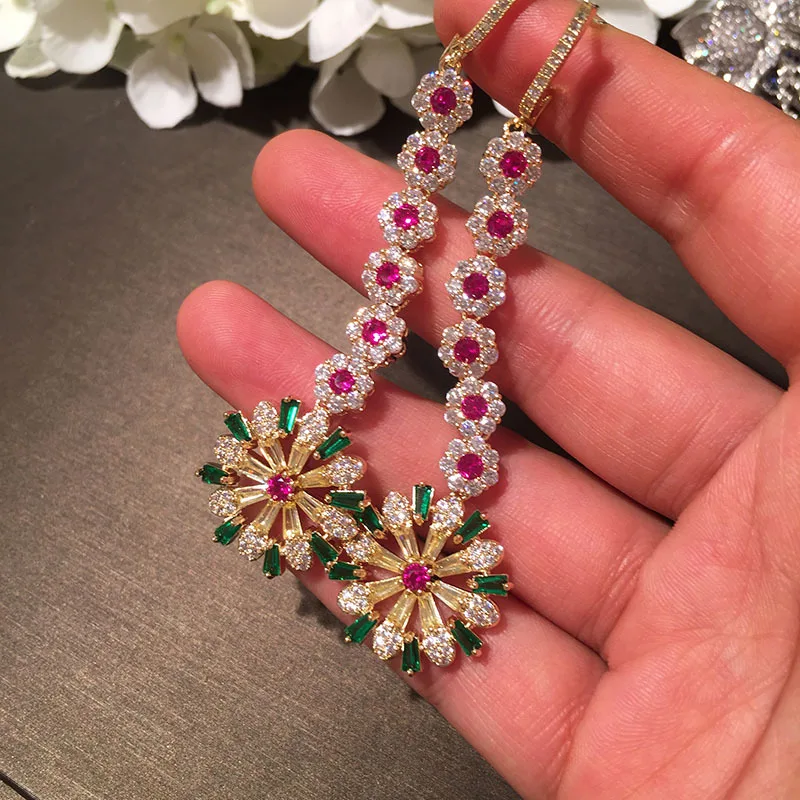 

Korea luxury creative sweet colorful flower earrings long tassel creative ladies super fairy ladies online celebrity earrings