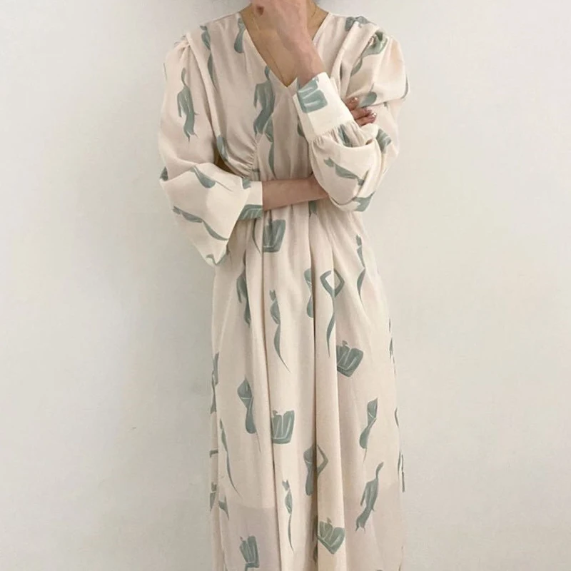 

Women Elegant Print Spring Female Chiffon Dress Vestidos
