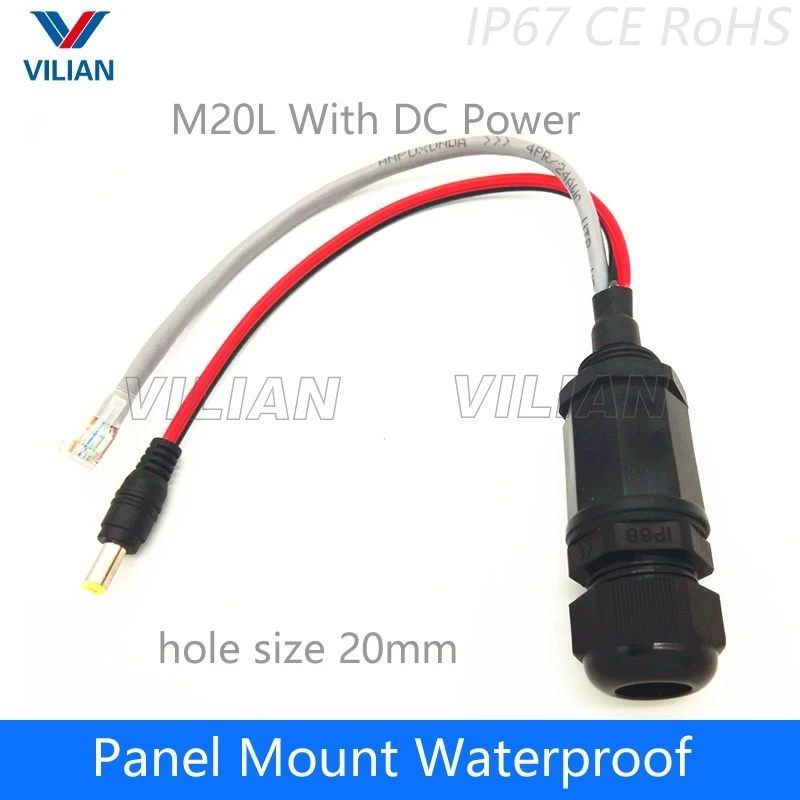 M20 DC Ethernet LAN водонепроницаемый штекер полевая сборка RJ45 разъем с 20 см питания