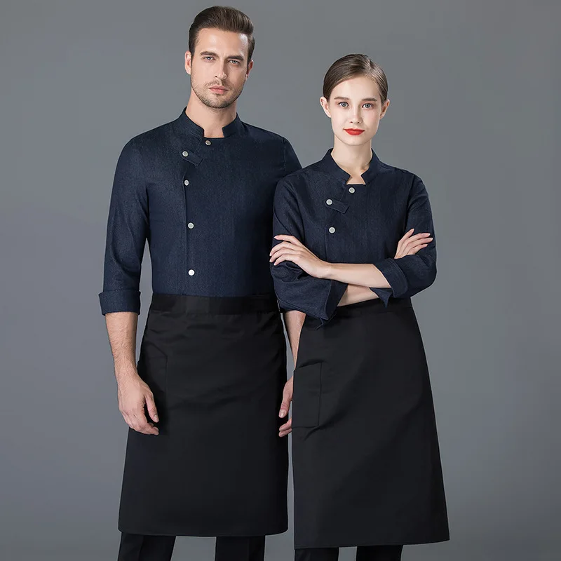 

2020 New Avental Waiter Uniform Cooking Clothes Chef Overalls Men Long Sleeve Autumn Wear Hotel Western Kitchen Female Uniform