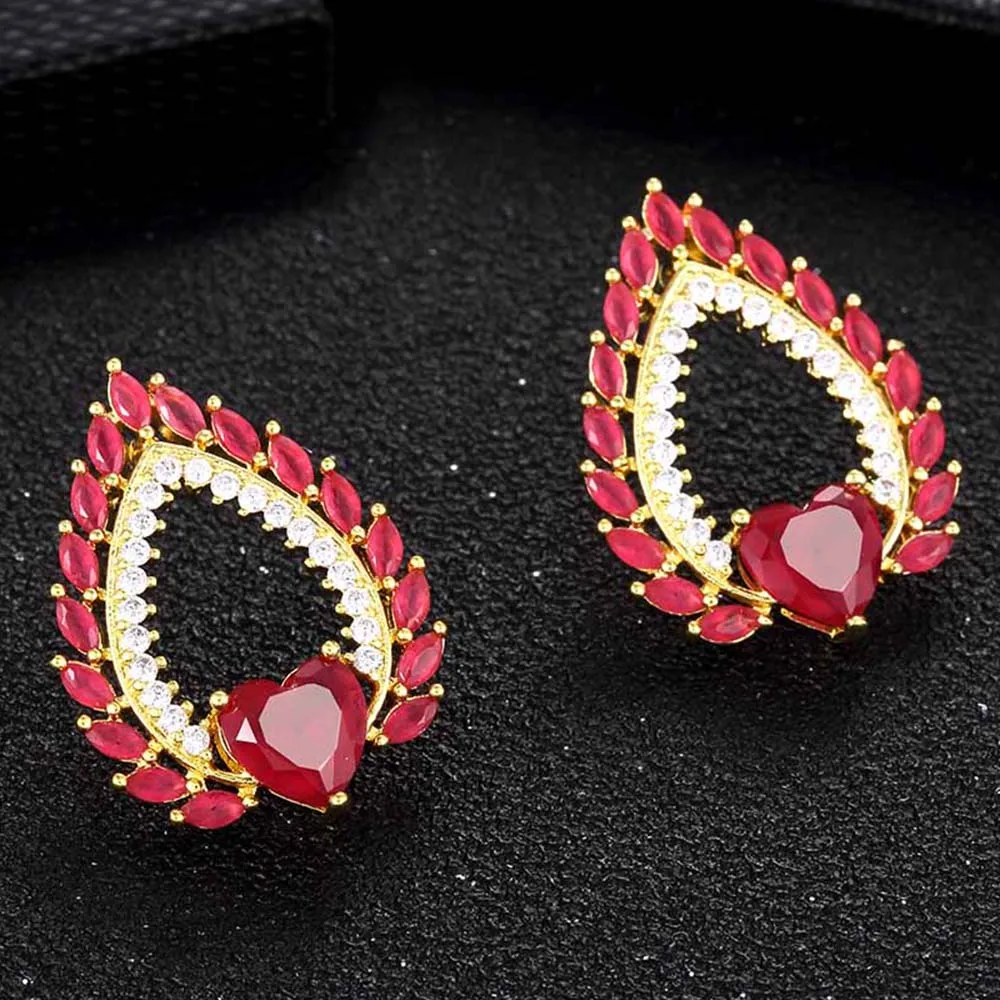 

Romantic Heart Design Cristal Elegant Luxury Metal Copper Stud Earrings Women Jewelry Rhinestone Earrings For Ladies Birthday