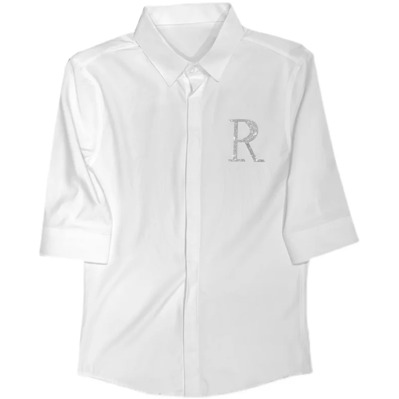 

Loldeal Men Half Sleeve Shirt British Style Button Embroidery Slim Fit