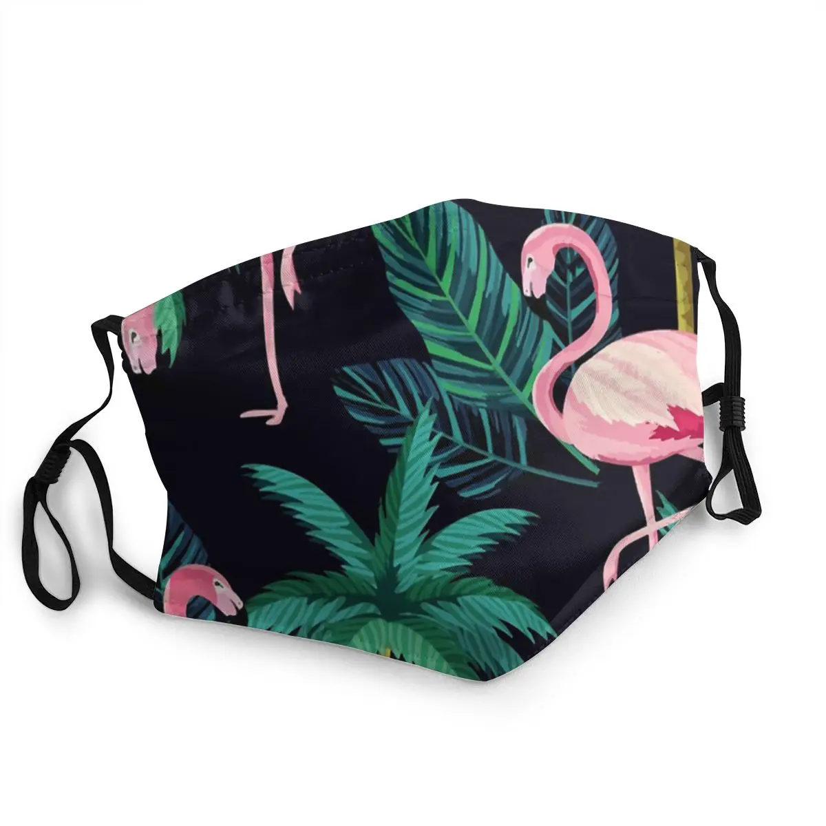 

Flamingo In The Jungle Unisex Reusable Face Mask Art Pink Funny Anti Haze Dustproof Protection Cover Respirator Mouth Muffle