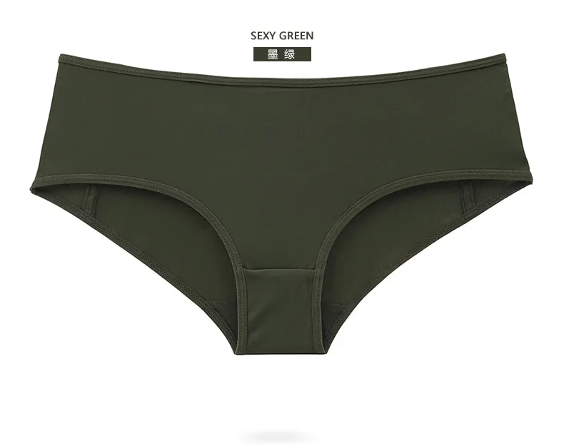 Однотонные бесшовные трусики женское нижнее белье Icey Feel Low-Rise открытые хлопковые промежности сексуальные трусики армейский зеленый