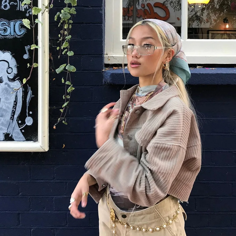 MONMOIRA однотонные вельветовые укороченные куртки для женщин уличные однобортные