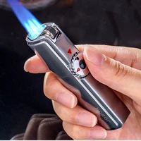 metal flint one triple torch lighter windproof bbq jet gas cigar lighter turbo kitchen cigar spray gun outdoor gadgets for men