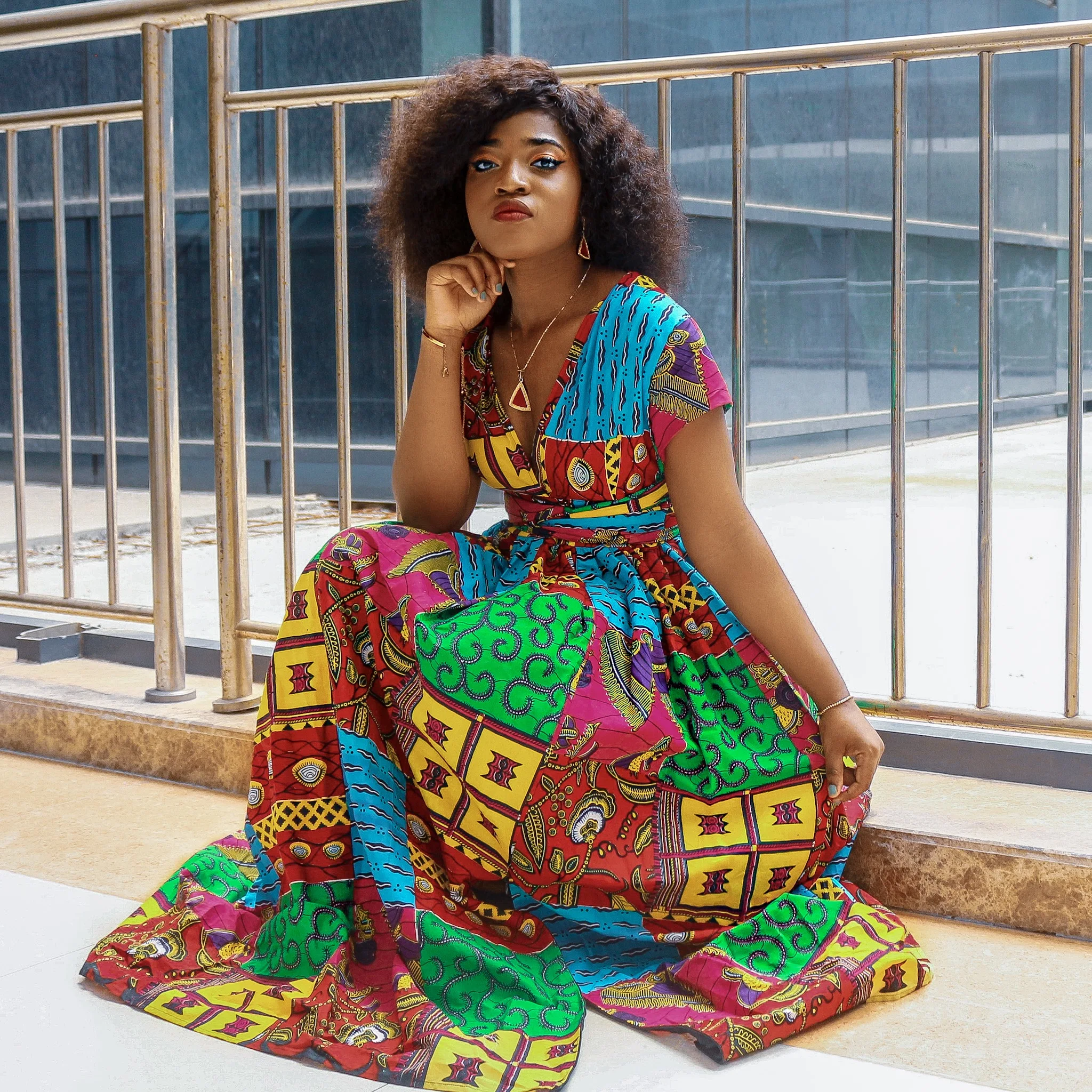 

African dresses For Women 2021 new fashion Hanging neck type Maxi dress batik Wax Print Clothes Traditional african Clothing