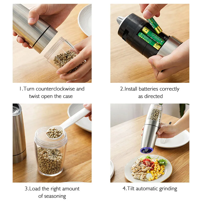 Электрическая автоматическая мельница для соли и перца мясорубки набор