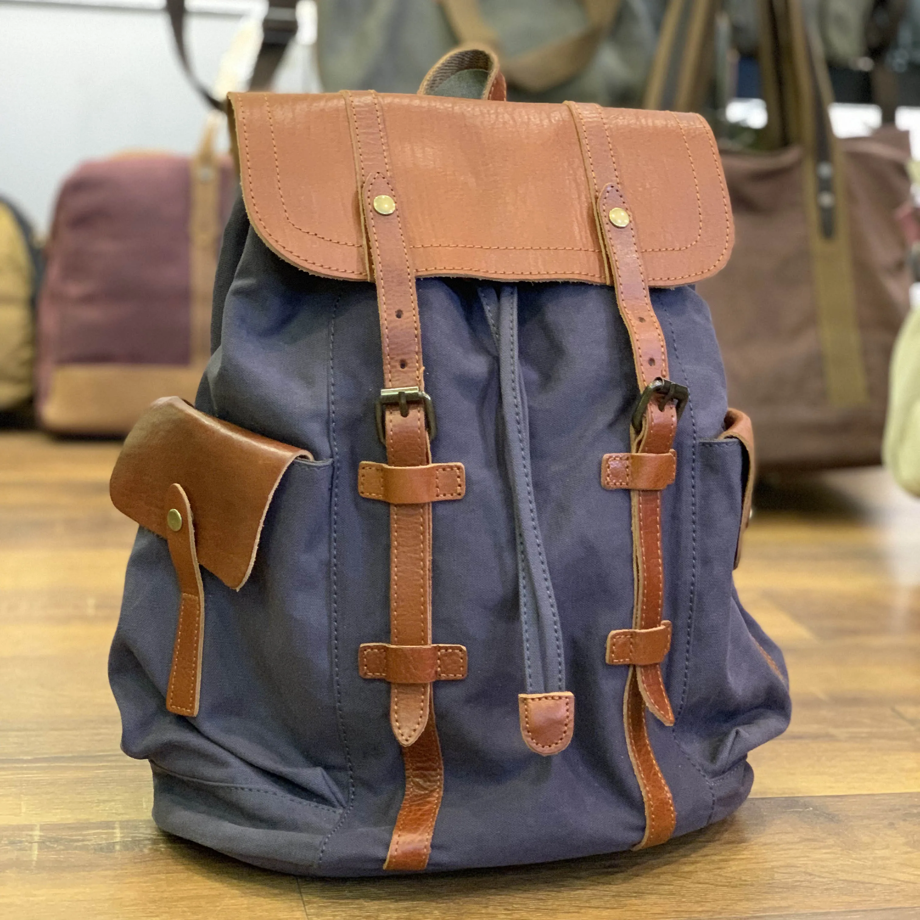 Ретро Pixel Рюкзак Мужской Серый Большой Хлопковый на Шнурке Кожаный Для Ноутбука