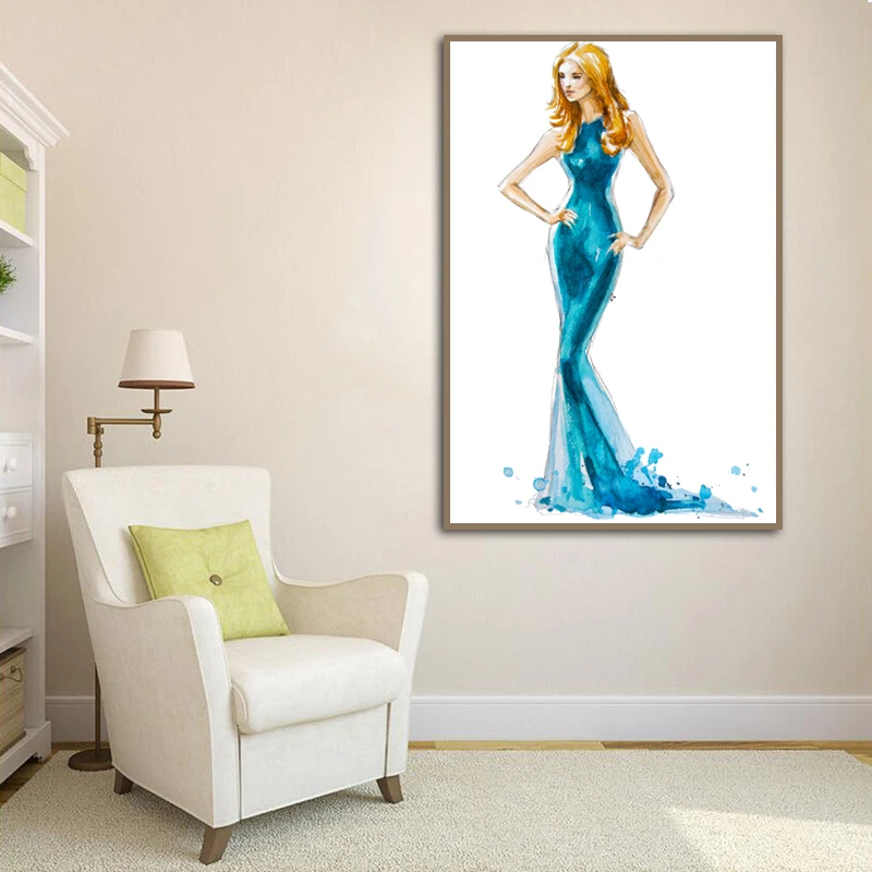 

Nordic Character Hand Drawn Printed Canvas Painting Elegant Beauty Poster Leaflet Home Living Room Bedroom Wall Art Decoration