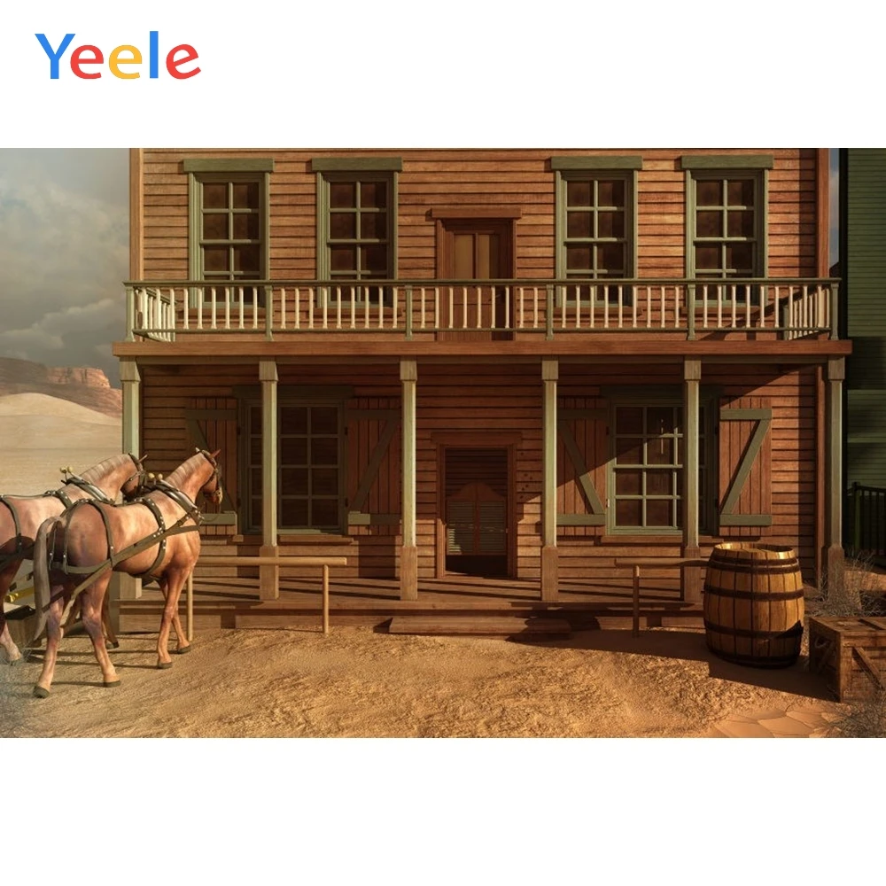Фоны для фотосъемки Yeele дикий Западный ковбойский Таверна лошадь бочонок