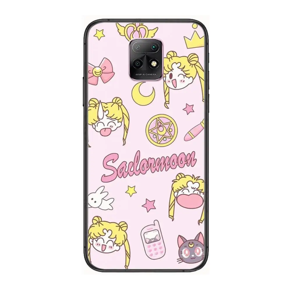 

Sailor-Moon cute Phone Case For XiaoMi Redmi 10X 9 8 7 6 5 A Pro S2 K20 T 5G Y1 Anime Black Cover Silicone Back Pretty
