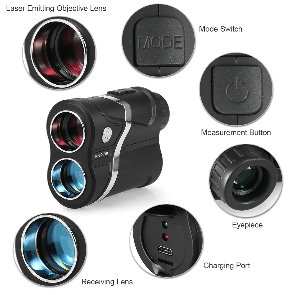 USB Перезаряжаемый дальномер для гольфа 600 м охотничий Измеритель угла