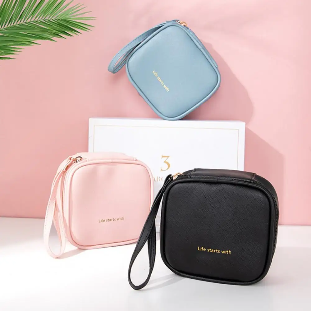 

Практичный мешочек для хранения хлопковых тампонов из искусственной кожи, органайзер для салфеток, высококачественный гигиенический мешо...