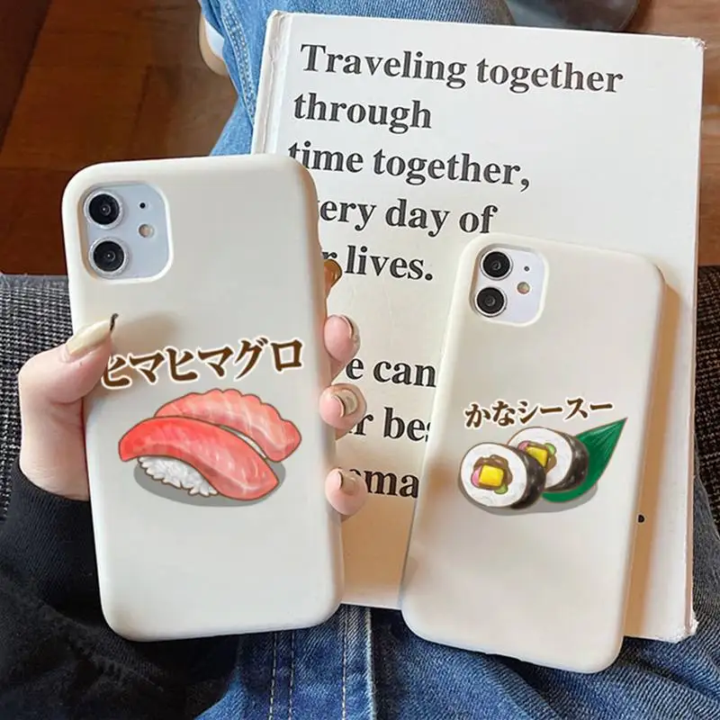 

Japanese cuisine Sushi food Phone Case Solid Color Soft Cover for iphone 13 11 Pro Max X XS Max XR 7 8 6 6S Plus Fundas