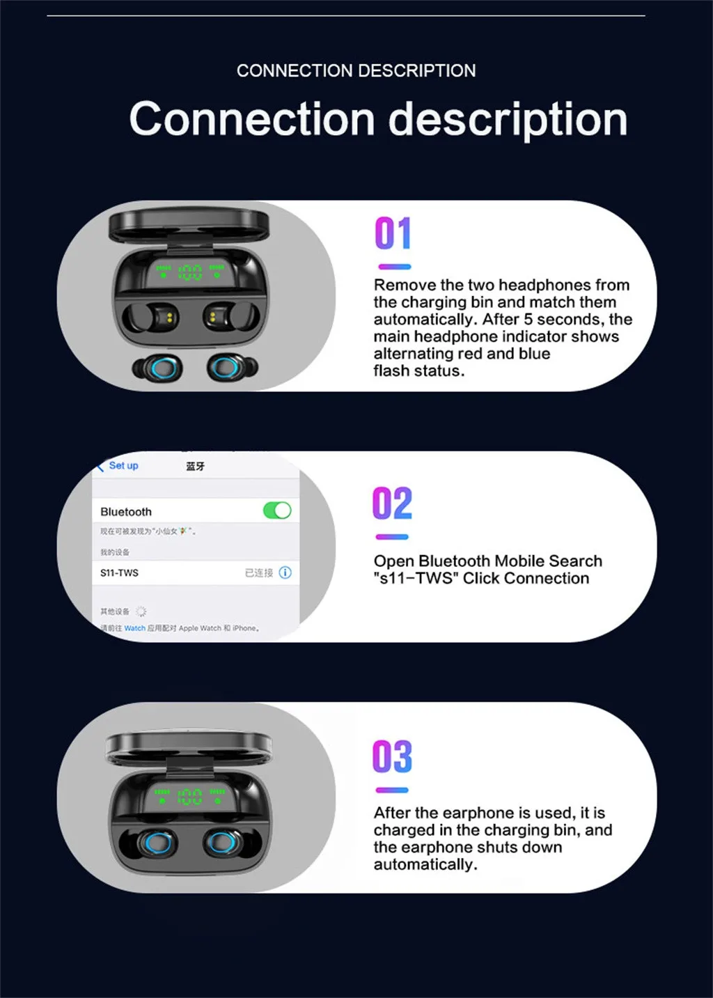 Bluetooth 5 0 гарнитура Беспроводной наушники мини-вкладыши стерео 3500 мАч большой