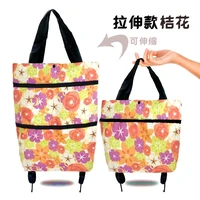 8 styles fashion new bags folding shopping bag with 2 wheels portable shopping cart trolley grocery luggage carrier cart bag