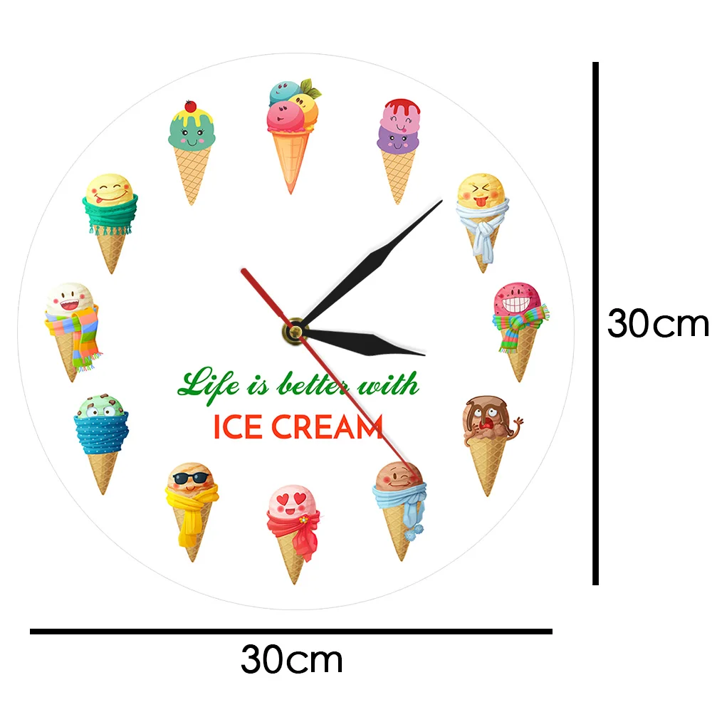 Life is better with ICE Cream Time Clock прекрасный мультяшный дизайн мороженого пудинг магазин