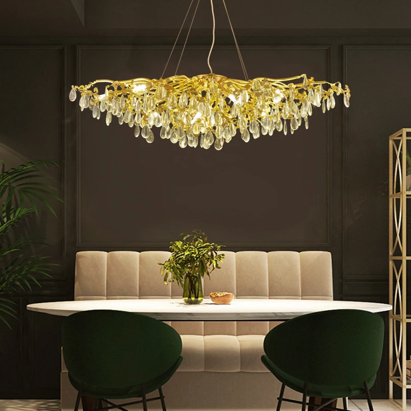 

Luxury Crystal Led Chandelier Nordic Living Dining Room Villa Ceiling Decoration Hanging Lamp Hall Indoor Lighting Fixtures