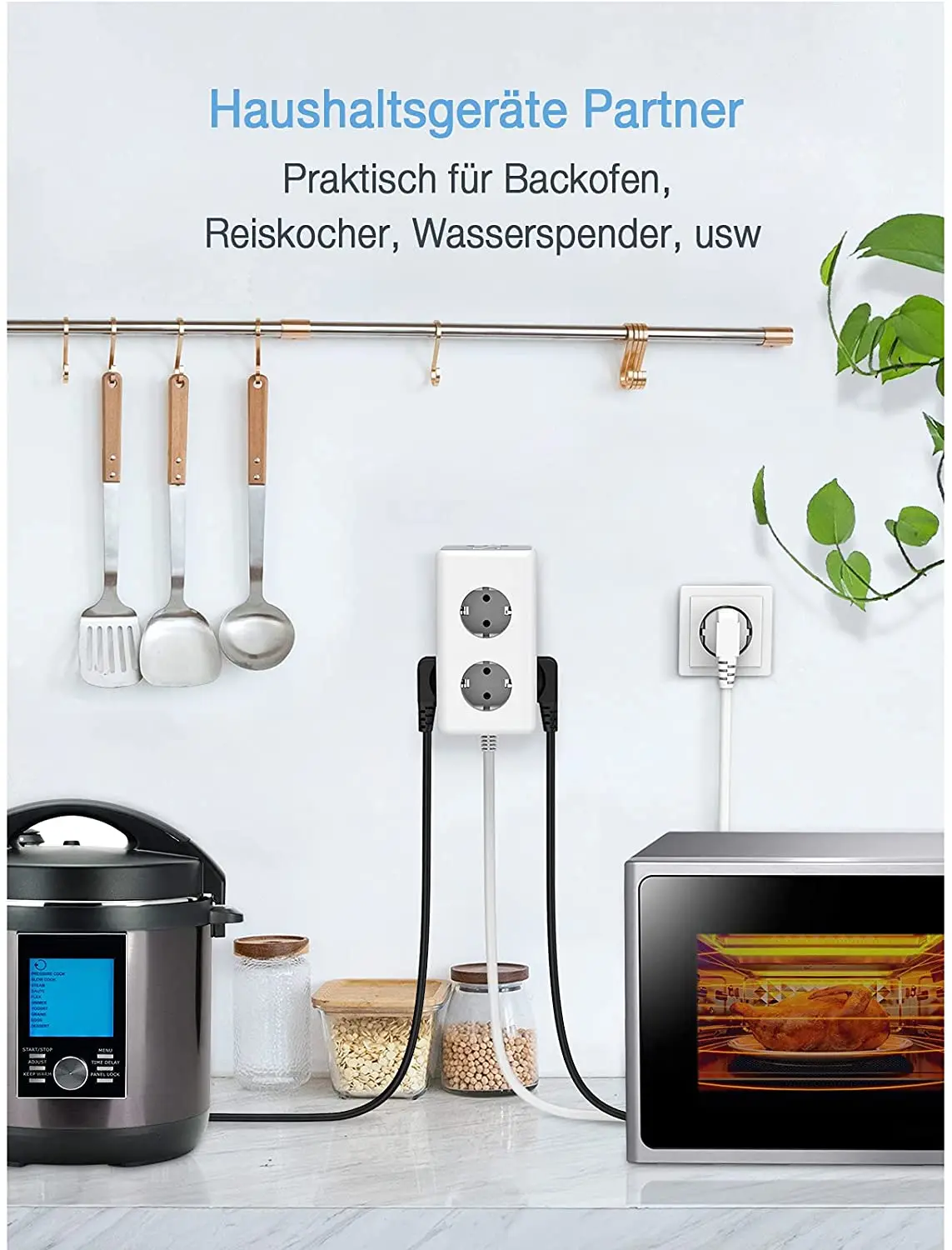 Сетевой удлинитель TESSAN настенный разветвитель с 6 розетками переменного тока 3 USB