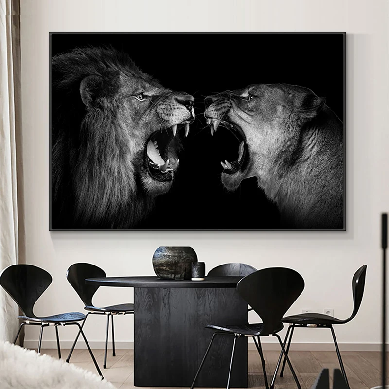 

Abstract Black Wild Lion Canvas Painting Modern Nordic Animal Posters And Prints Wall Art Picture For Living Room Home Decor