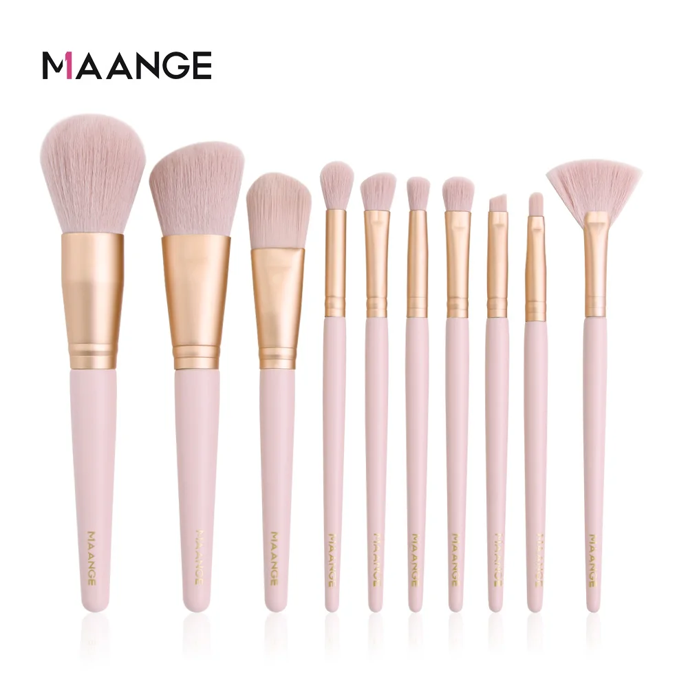 Набор кистей для макияжа MAANGE Pro 10 шт. натуральные мягкие волосы косметические