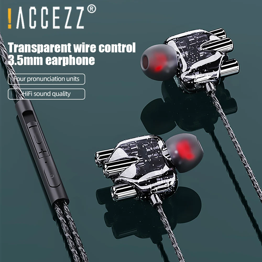 

!ACCEZZ In-Ear Wire Control 3.5mm Tuning Earphone Multi-core Transparent Colorful Headset For Samsung Xiaomi Mobile Earphones