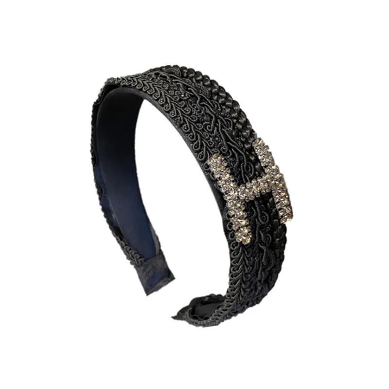 

Fashion headband boutique hair accessories women's solid color H diamond braided wide-brimmed hairbands headband girl hair band