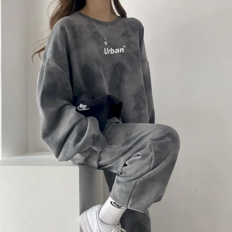 

Suit Women's Cotton Long-sleeved Trousers Two-piece 2021 New Spring Autumn Winter Fashion Casual Sportswear Plus Velvet Lovers