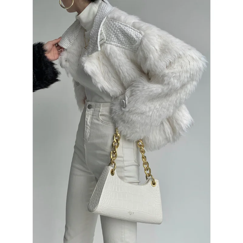 LUXUV Splicing Women's Imitate Mink Fox Fur Coat Autumn Outwear Winter Jacket Overcoat Female Natural Parka Warm Clothing Plush