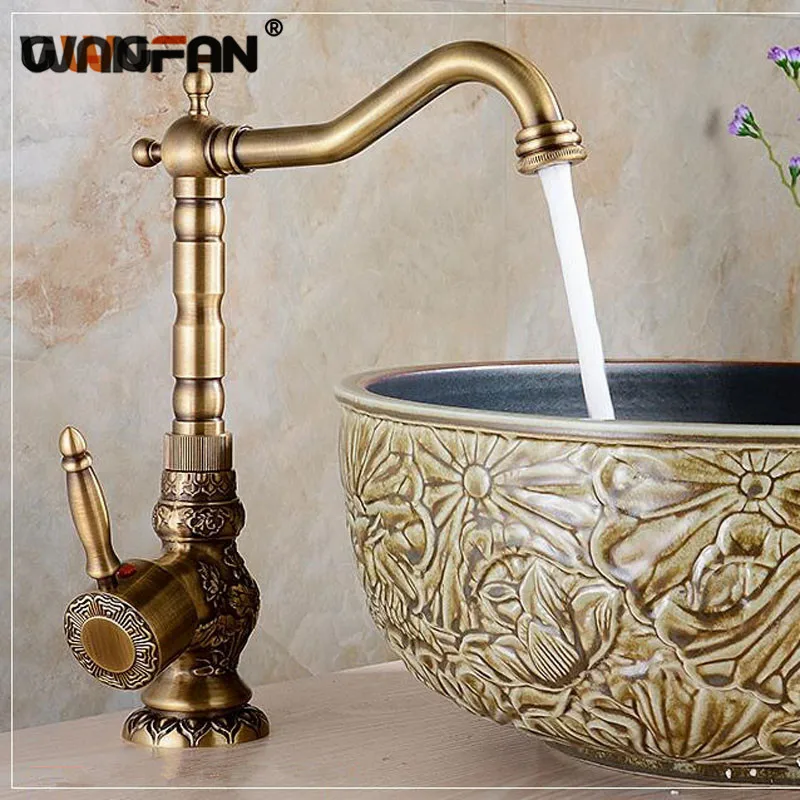 Высококачественные смесители для раковины античный бронзовый кран латунный