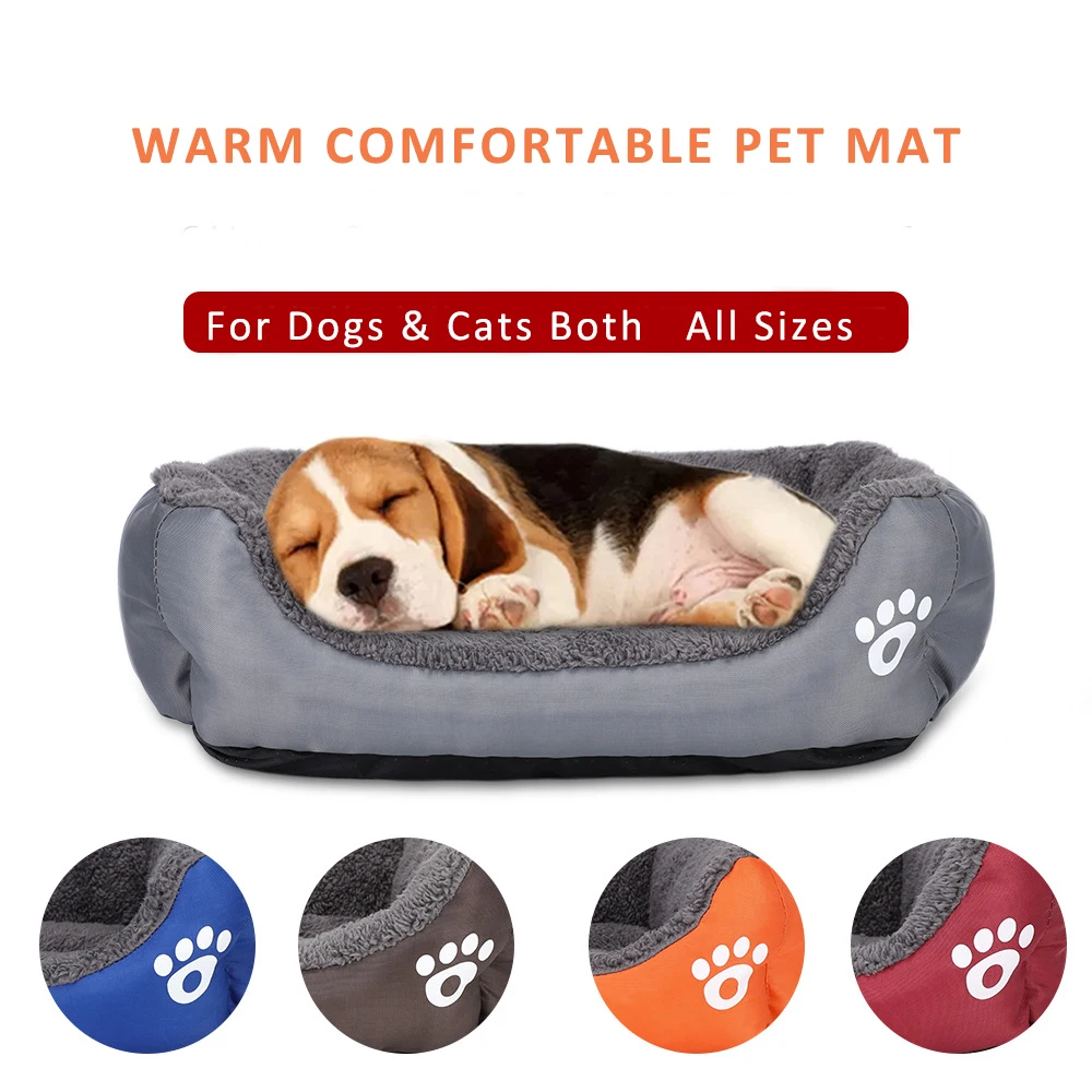 

Pets Cats Bed Kitty Litter Colors Warm Cozy Dog House Soft Nest Dogs Baskets Cushion Pad Mat Winter Waterproof Rectangle Kennel