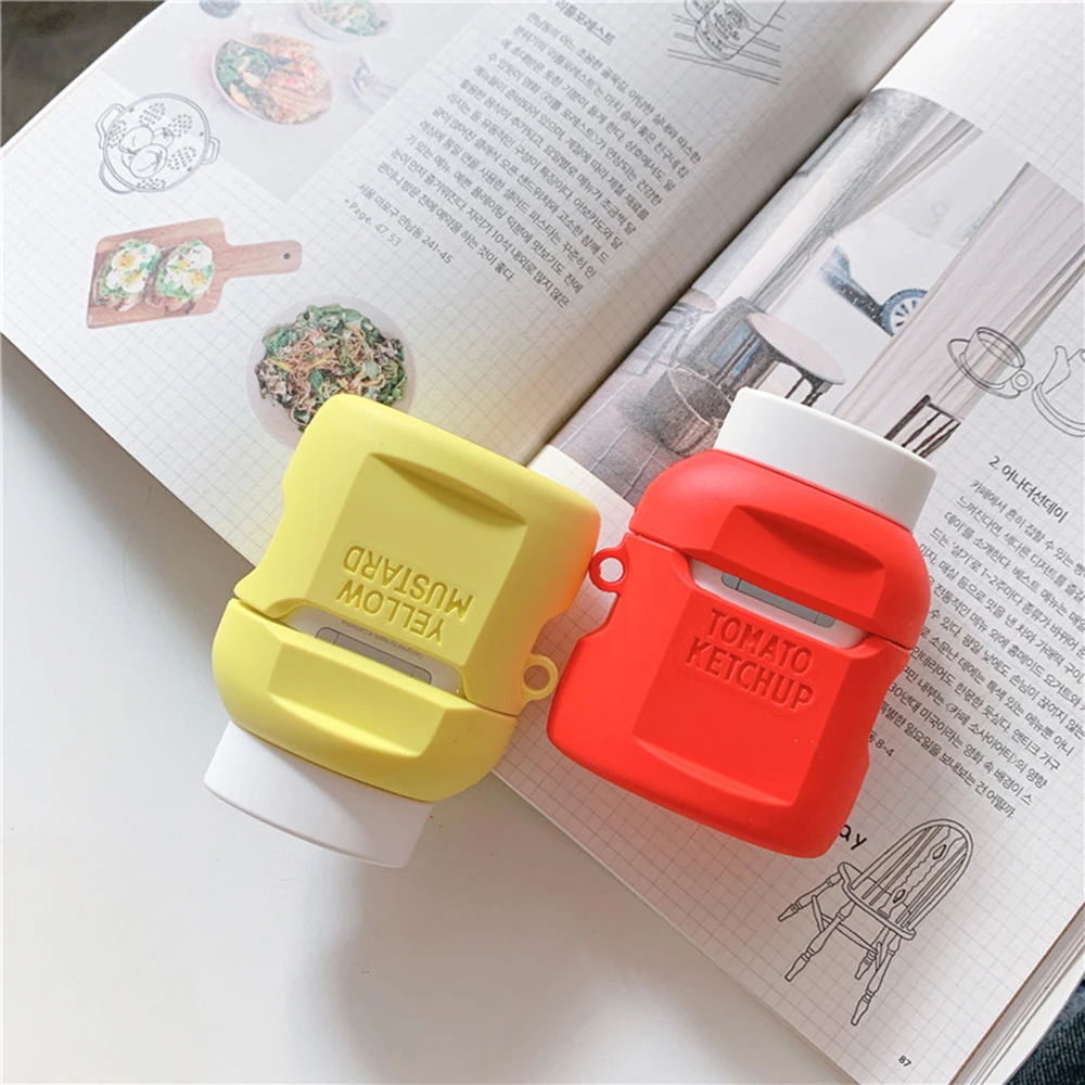 Вкусная бутылка для кетчупа дизайн AirPods 1 2 Наушники зарядная коробка с кольцами беспроводной мягкий силиконовый чехол