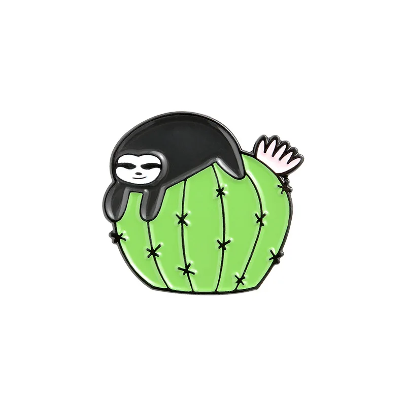 

Cactus Sloth Play Creative Enamel Pins Ins Trend DIY Collection Badge Brooch