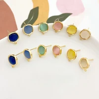 gold clad opal inlaid s925 silver needle round earrings diy earrings material earrings accessories