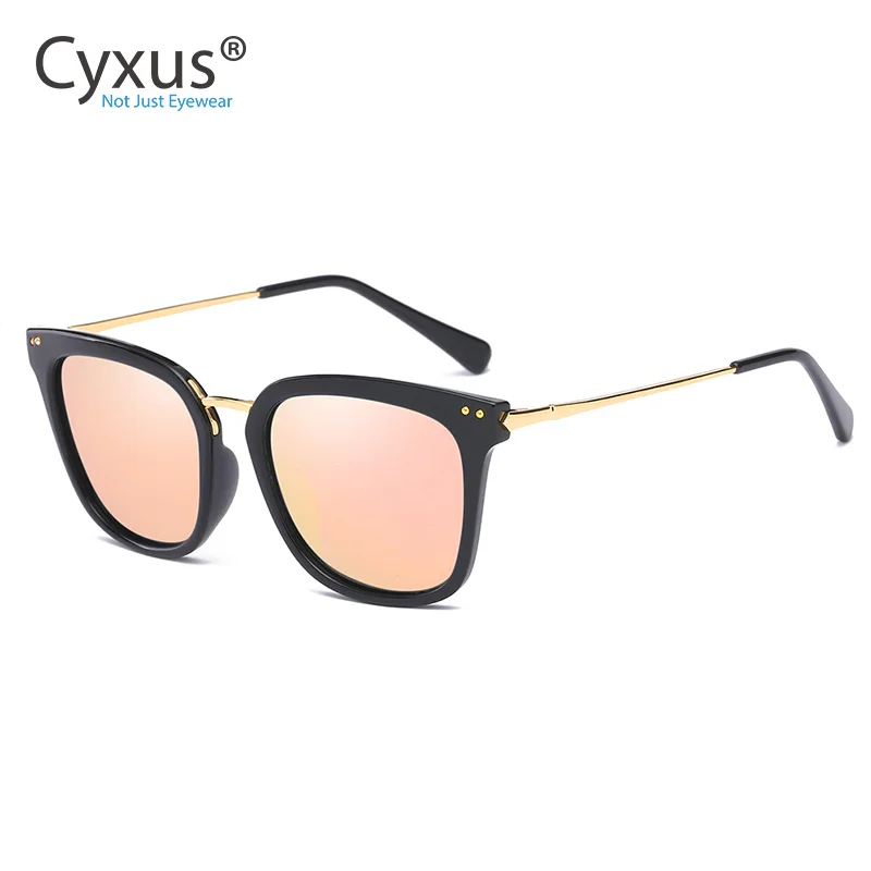 Розовый Cyxus Classic UV 400 поляризованные солнцезащитные очки зеркальные негабаритные солнцезащитные очки с защитой UVA UVB для женщин-1913 - Цвет линз: Розовый