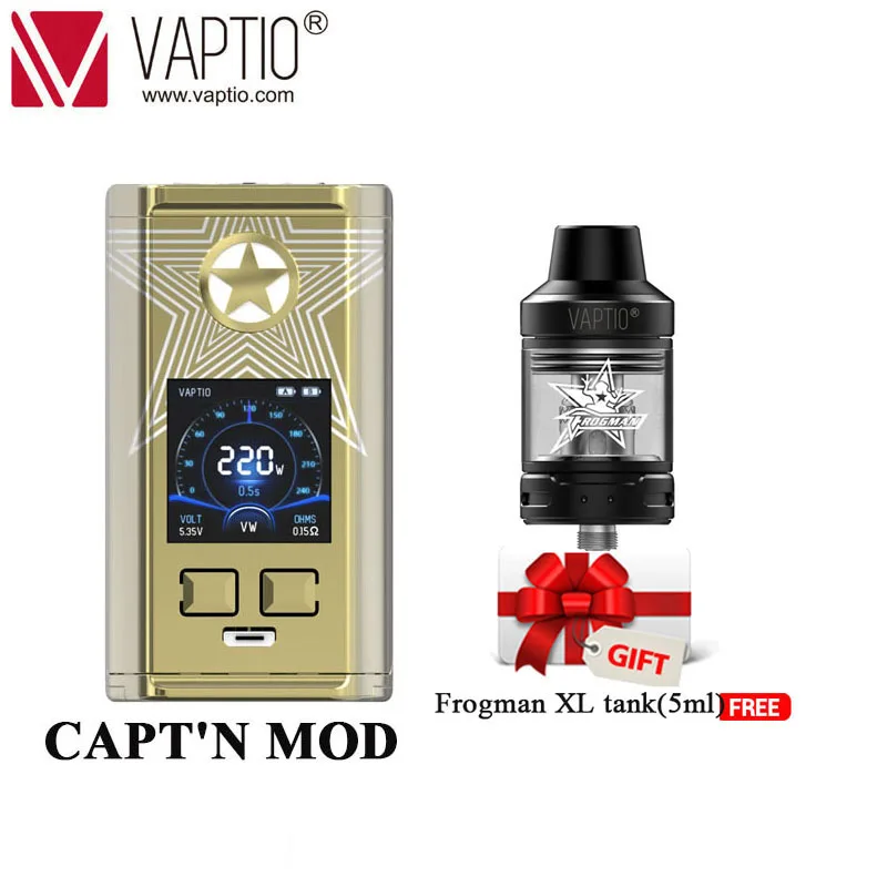 【Clearance】подарки Vape мод Vaptio N1 Pro2400W бокс мод для электронных сигарет Поддержка 2X18650 батареи без батареи - Цвет: Golden with Tank